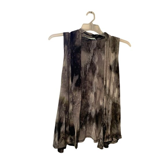 Maurices Womens Size XL Sleeveless Cardigan Jacket Open Front Gray Black Asymmet - Picture 1 of 3